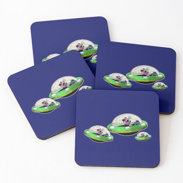 Item preview, Laughing Space Alien in a UFO spaceship Green designed and sold by iduzarts.