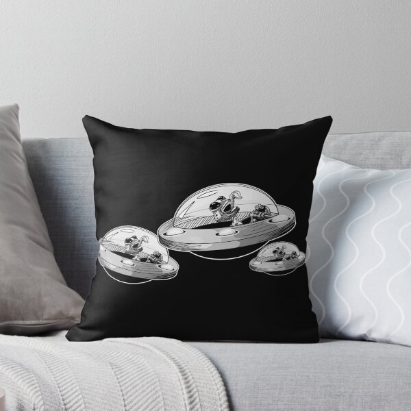 Item preview, Laughing Space Alien in a UFO spaceship black and white designed and sold by iduzarts.