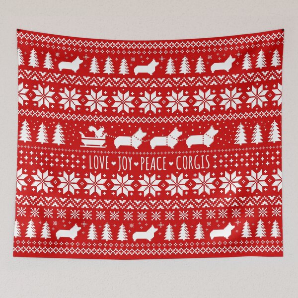 Item preview, Festive Corgi Christmas Holiday Pattern | Pembroke Welsh Corgis designed and sold by Jenn Inashvili.