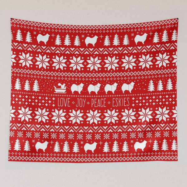 Item preview, American Eskimo Dogs Christmas Holiday - Love Joy Peace Eskies designed and sold by Jenn Inashvili.