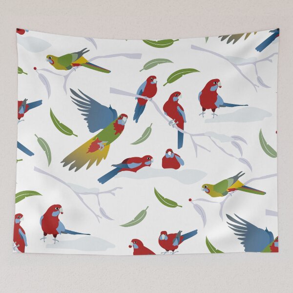 Item preview, Crimson Rosellas in the Snow designed and sold by Colour Angel by KV.