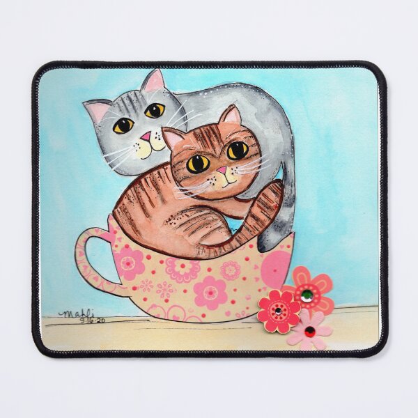 Aperçu de l'œuvre Deux chatons dans une tasse de thé créée et vendue par Mahli's  Artful Whimsy.