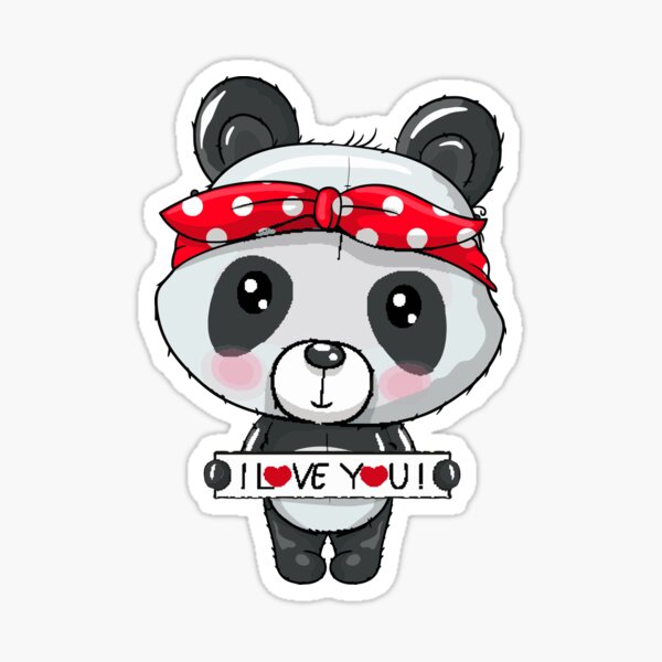 Cute Animal Sticker, Friendly Panda With Heart Vector Sticker, Gift For  Girlfriend,Gift For Boyfriend, Gift For Panda Lovers