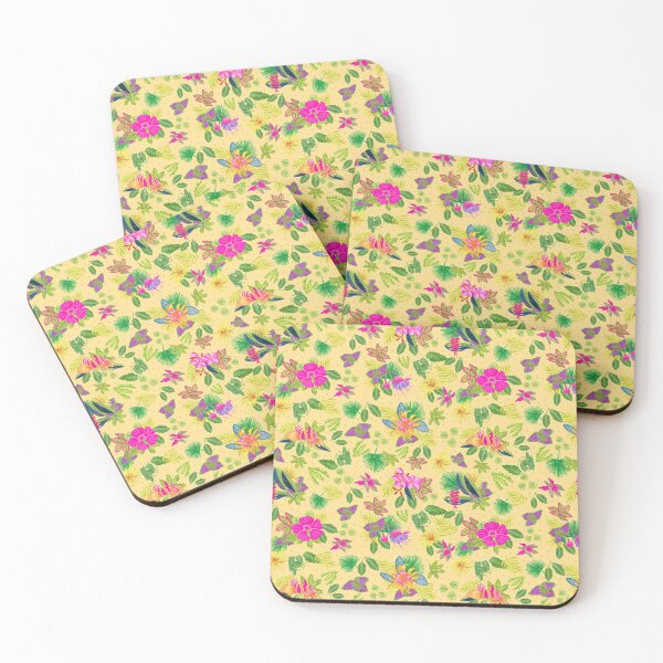 Item preview, Tropical Flowers on Yellow Backgroud designed and sold by MarcyBrennanArt.