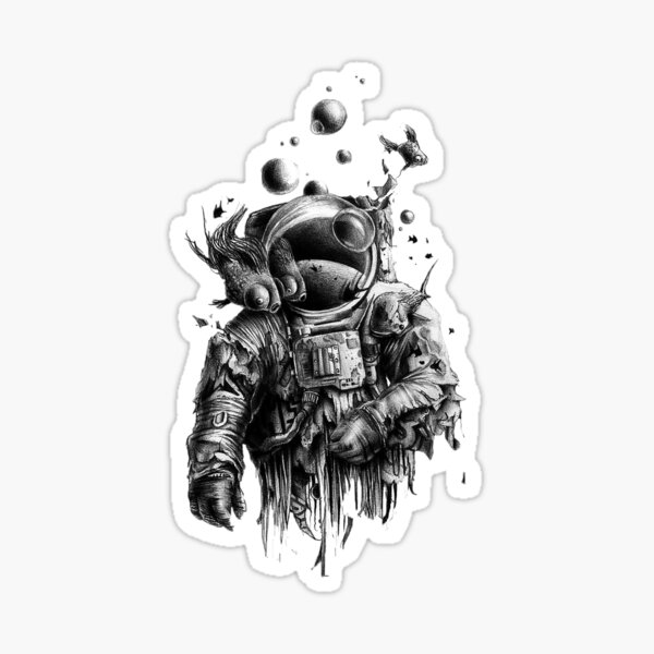 Undead astronaut floating in space Sticker
