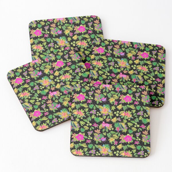 Item preview, Tropical Flowers on Black Backgroud designed and sold by MarcyBrennanArt.
