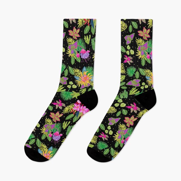 Item preview, Tropical Flowers on Black Backgroud designed and sold by MarcyBrennanArt.