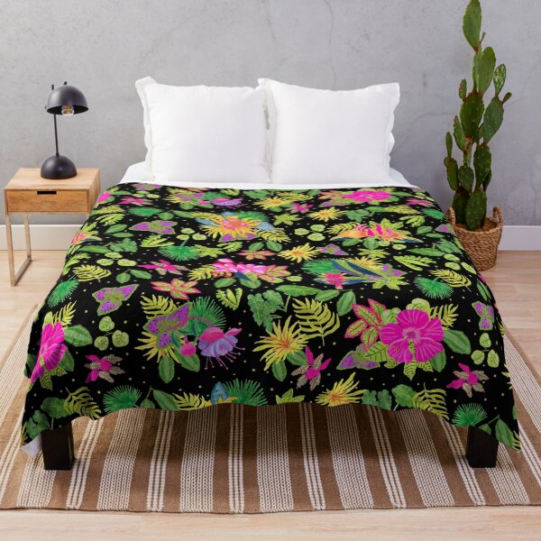 Item preview, Tropical Flowers on Black Backgroud designed and sold by MarcyBrennanArt.