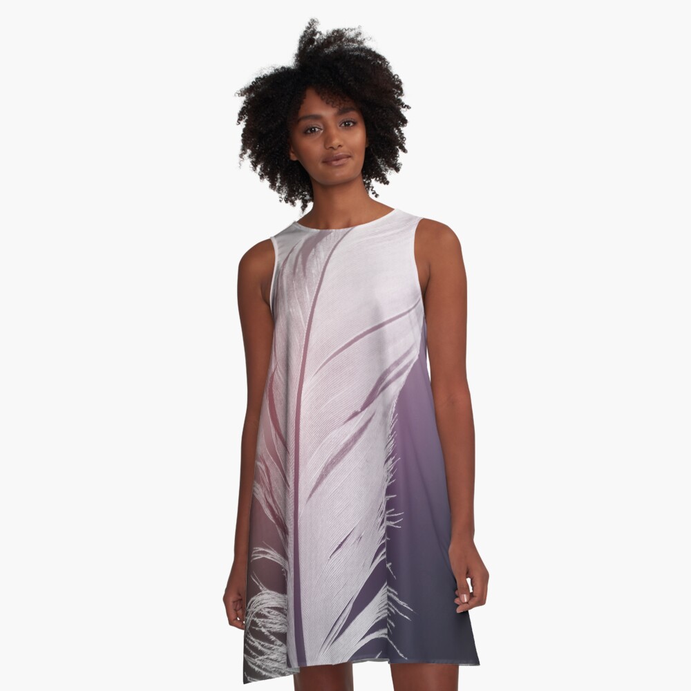 Feather in Pastel Tones A-Line Dress