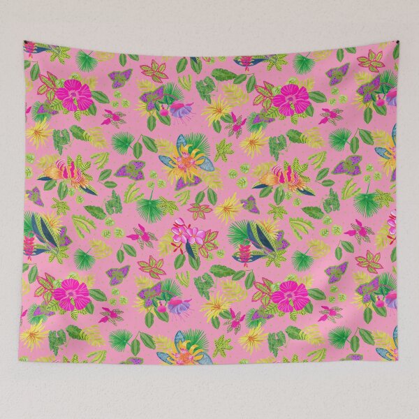 Item preview, Tropical Flowers on Pink Background designed and sold by MarcyBrennanArt.