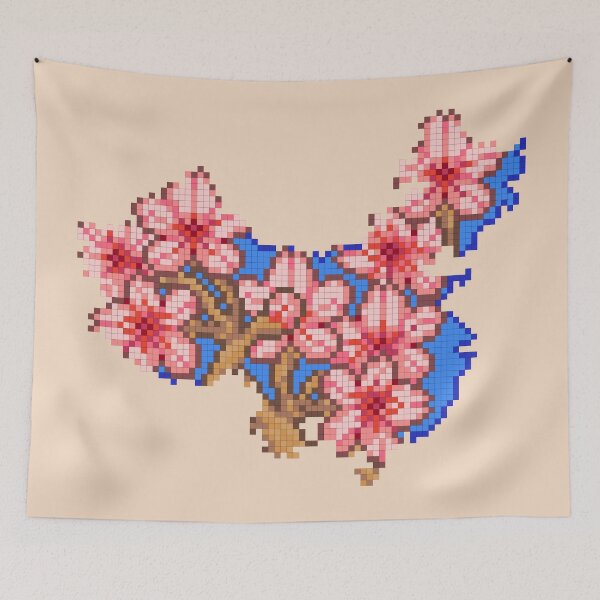 Item preview, Pixel 8-bit plum blossom China designed and sold by Bri Lantrip.