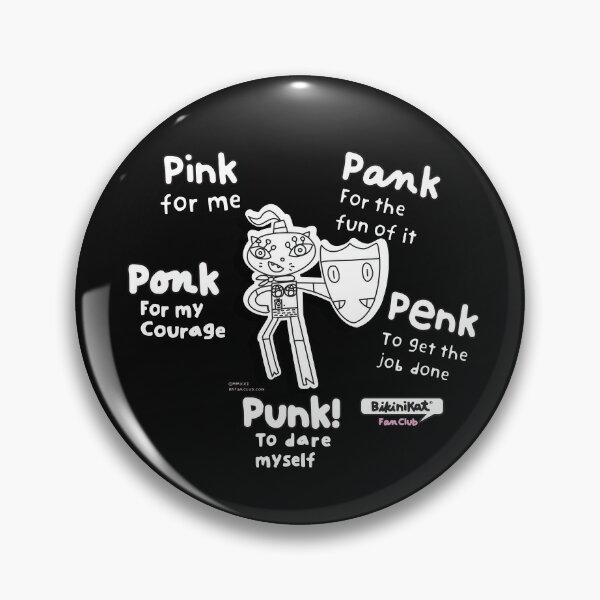 Punk Rock Black and White BikiniKat Pink Pank Ponk Pank Punk out! Pin