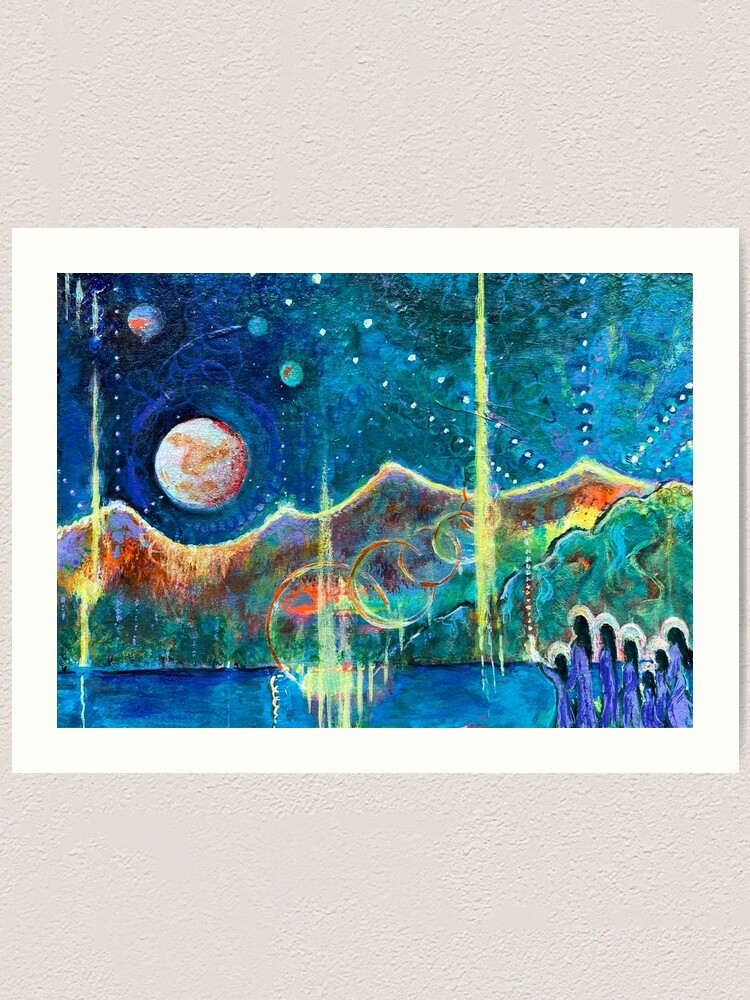 Thumbnail 1 of 3, Art Print, Nighttime Blessings designed and sold by margarettrost.