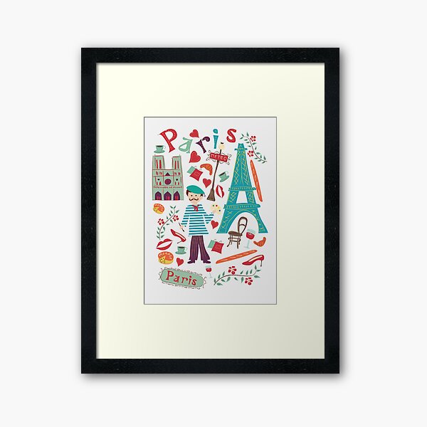Cute symbols from Paris Framed Art Print