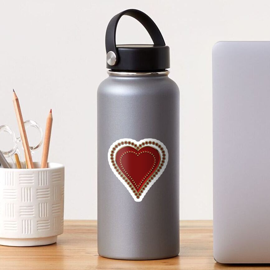 Garnet Red Rhinestone Heart Sticker