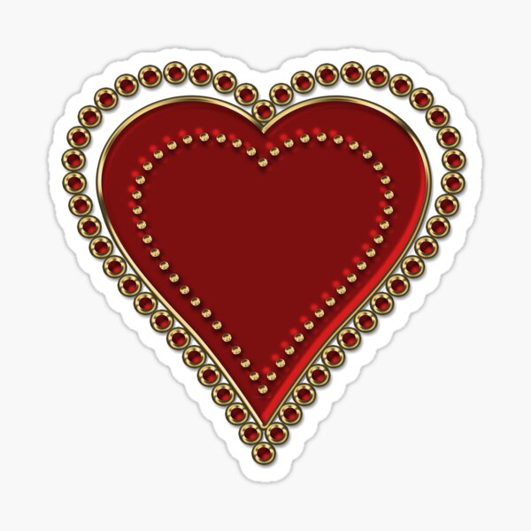 Garnet Red Rhinestone Heart Sticker