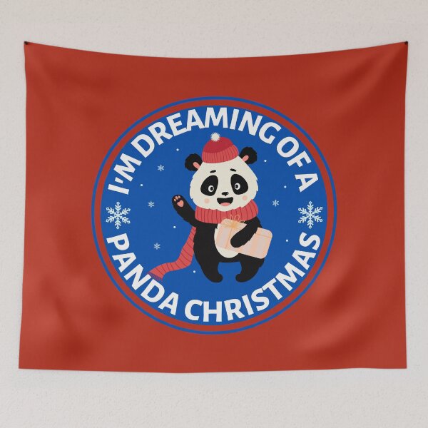 Item preview, Im Dreaming of a Panda Christmas (blue)- Cute Animal Friendly Panda - Christmas Panda Bear Gift designed and sold by CaitU.