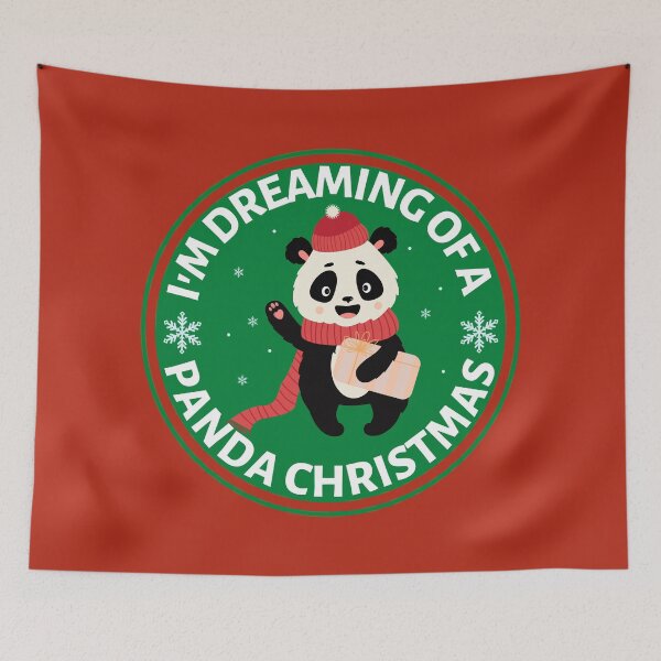 Item preview, Im Dreaming of a Panda Christmas (green)- Cute Animal Friendly Panda - Christmas Panda Bear Gift designed and sold by CaitU.