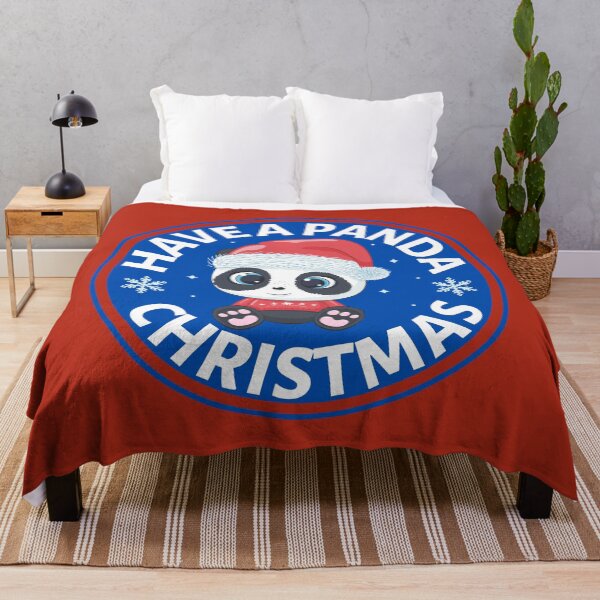 Item preview, Have a Panda Christmas (blue)- Cute Animal Friendly Panda - Christmas Panda Bear Gift designed and sold by CaitU.