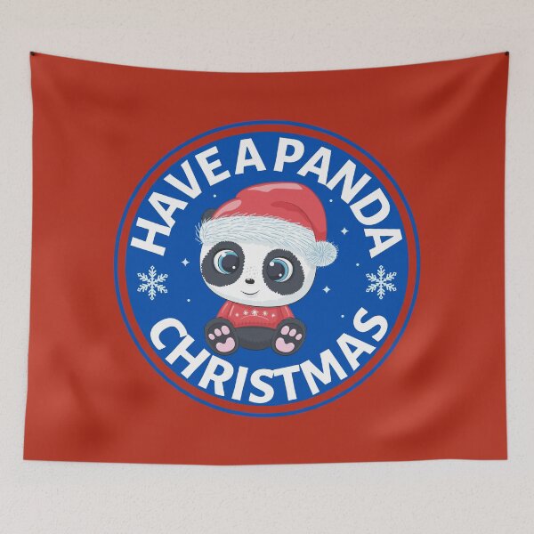 Item preview, Have a Panda Christmas (blue)- Cute Animal Friendly Panda - Christmas Panda Bear Gift designed and sold by CaitU.