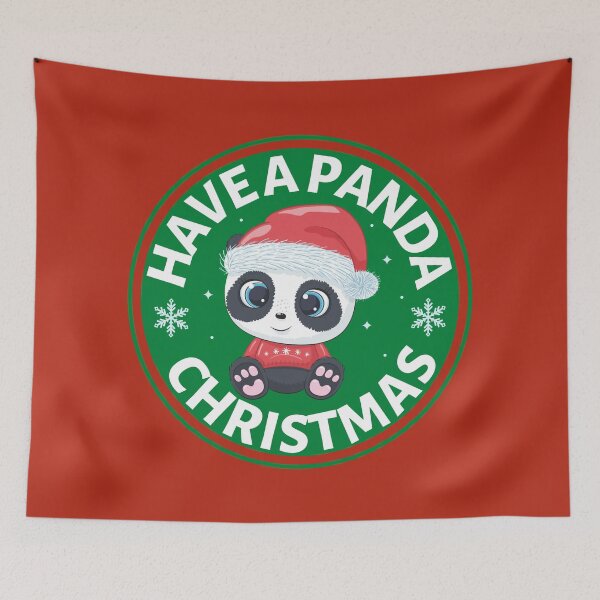 Item preview, Have a Panda Christmas (green)- Cute Animal Friendly Panda - Christmas Panda Bear Gift designed and sold by CaitU.