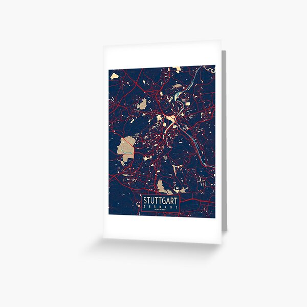 Textured Paper - Stuttgart, Germany Original Map Design Blue Stroke - Art  Print Poster Photo Gift - Size: 24 x 16 Inches