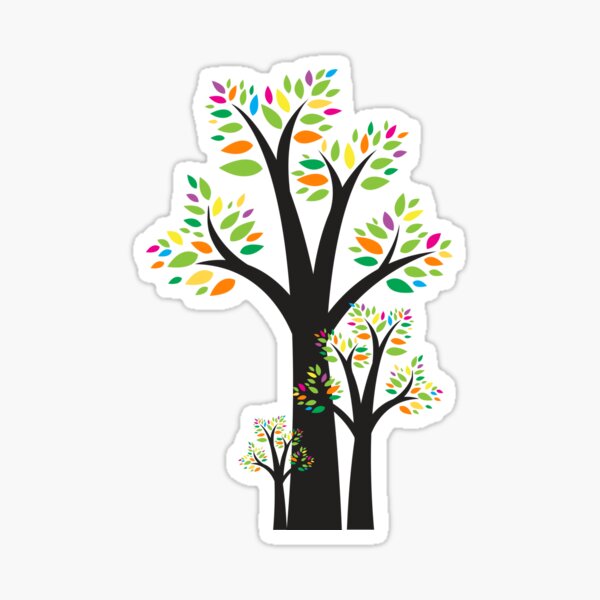"Tree & leaves sticker " Sticker for Sale by DesignersPOD Redbubble