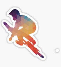 Abstract of mountain biking Sticker