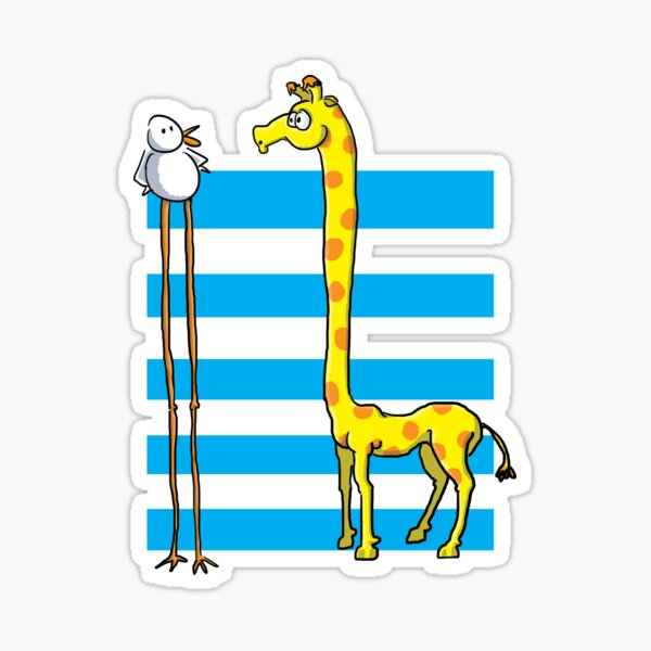 Girafe et oiseau Sticker