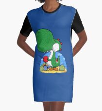 Wooly Egg Chucking Dinosaur Graphic T-Shirt Dress