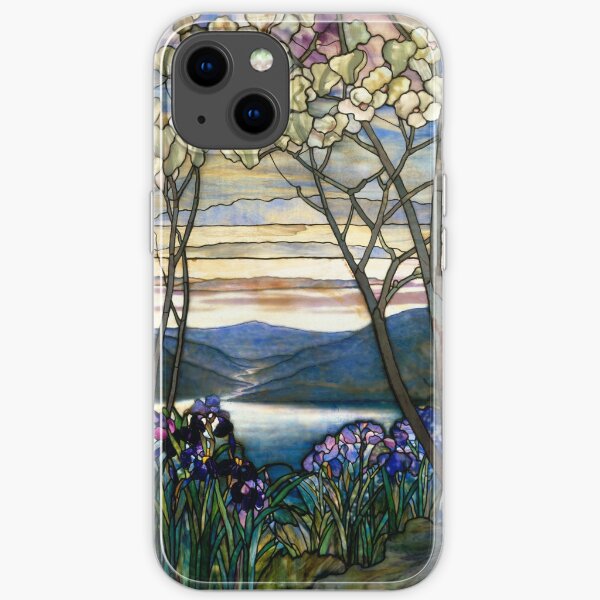 Magnolias and Irises Stained Glass Window iPhone Soft Case