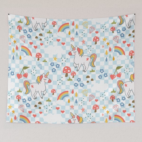 Item preview, Magic Unicorn on Checkerboard Pattern designed and sold by KathrinLegg.