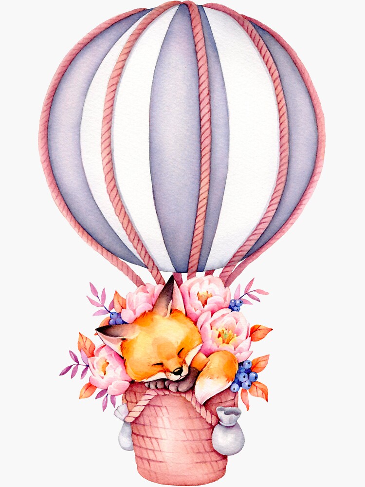 "hot air balloon fox" Sticker for Sale by NitiNiti Redbubble
