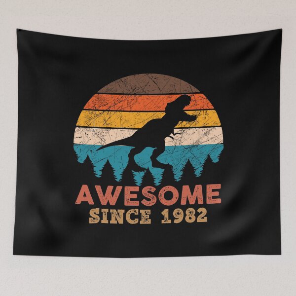 Item preview, Awesome Since 1982 Retro Vintage Dinosaur 39th Birthday Gift designed and sold by designbychow.