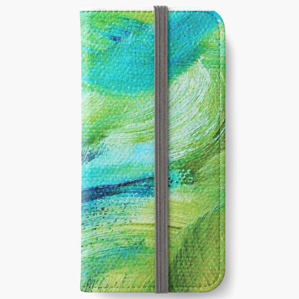Blue and Green Impasto iPhone Wallet
