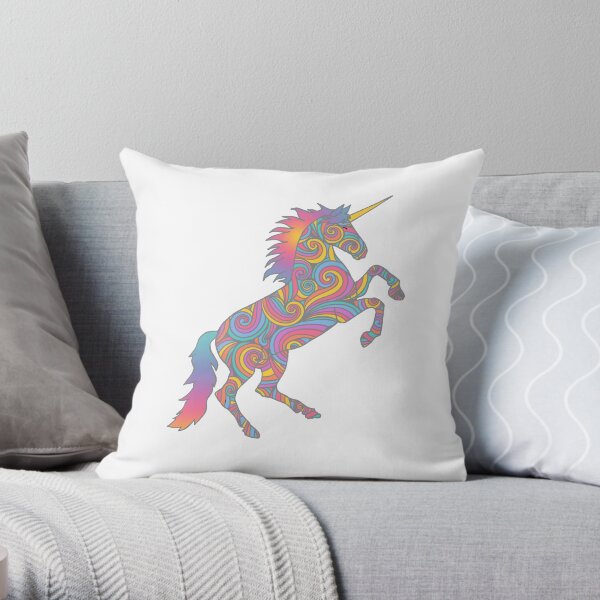 Rainbow Unicorn Throw Pillow