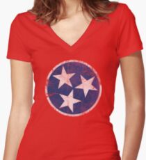 Vintage State Flag of Tennessee Women's Fitted V-Neck T-Shirt