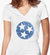 Vintage State Flag of Tennessee Women's Fitted V-Neck T-Shirt