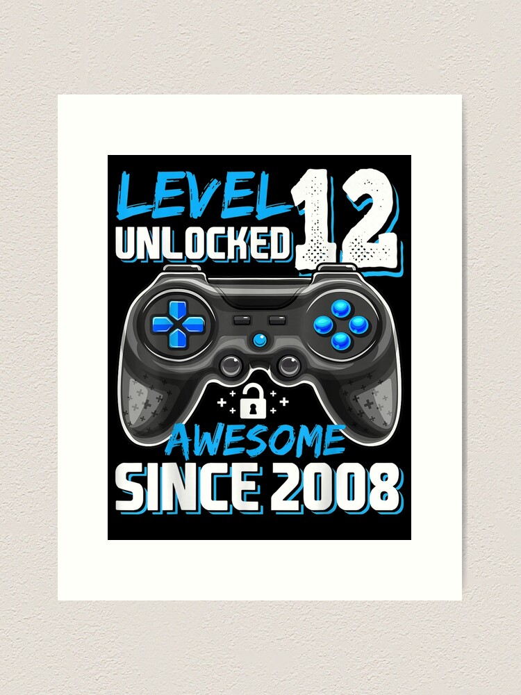 Level 12 Unlocked Awesome 2008 Video Game 12th Birthday Gift T-Shirt