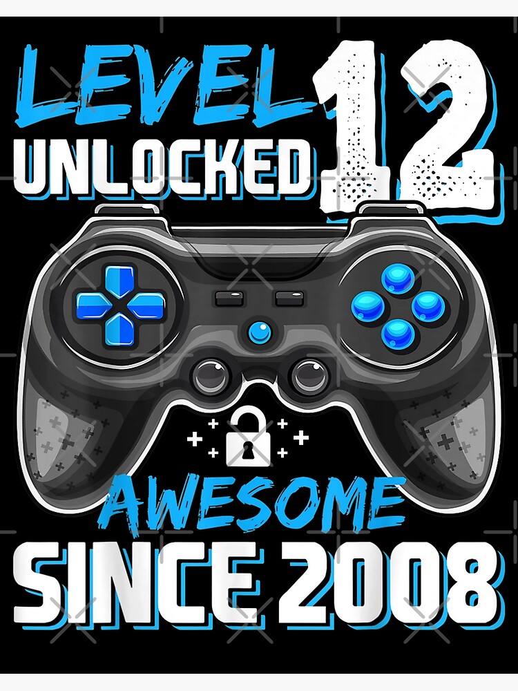 Level 12 Unlocked Awesome 2008 Video Game 12th Birthday Gift T-Shirt