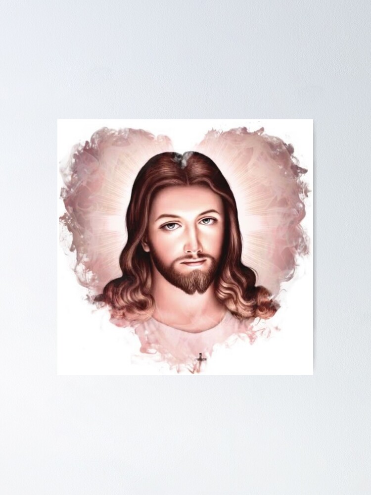 The Face Of Jesus Christ In A Heart Shape Poster For Sale By Omg   Fposter,small,wall Texture,product,750x1000 