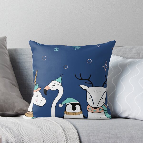 Item preview, North Pole Winter Drawings Night Sky Snowing - Cute animals wearing winter clothing  designed and sold by DiviaDesigns.