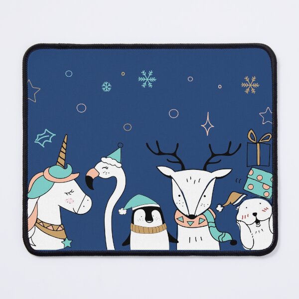Item preview, North Pole Winter Drawings Night Sky Snowing - Cute animals wearing winter clothing designed and sold by DiviaDesigns.