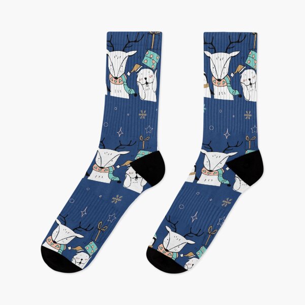 Item preview, North Pole Winter Drawings Night Sky Snowing - Cute animals wearing winter clothing  designed and sold by DiviaDesigns.