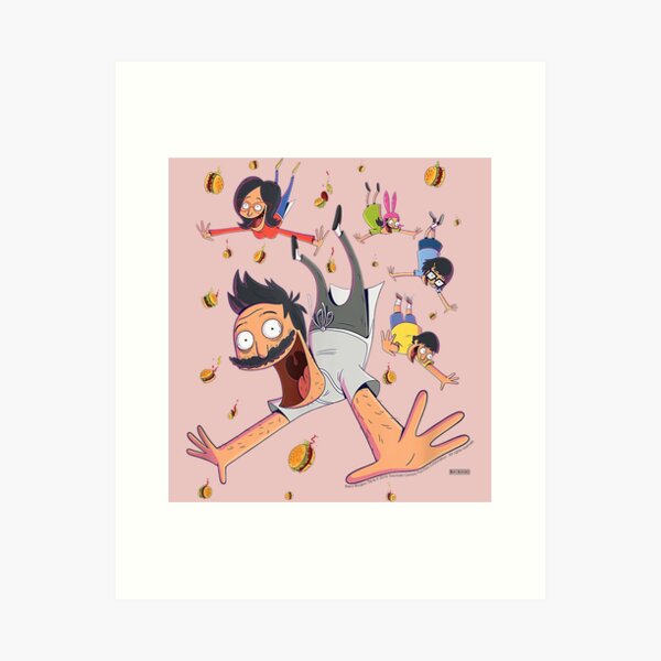 Comic Art Family Falling Art Print