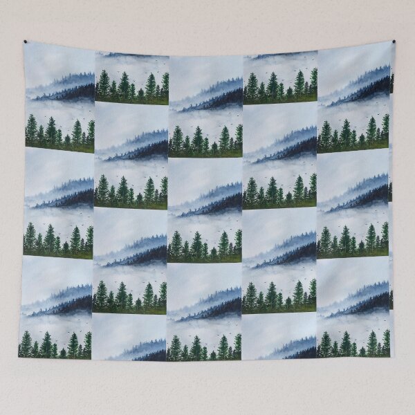 Item preview, Foggy mountains landscape  designed and sold by TaniaCanvasLife.
