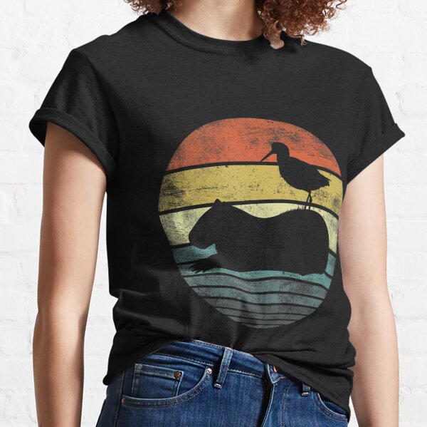 Bird And Capybara Lover Gifts Vintage Zoo Animal Silhouette Classic T-Shirt