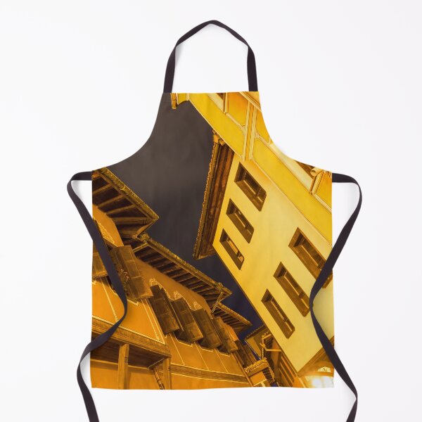 Item preview, Golden Yellow Night - Chic Zigzags of Oriel Windows and Serrated Roof Lines designed and sold by Georgia Mizuleva.