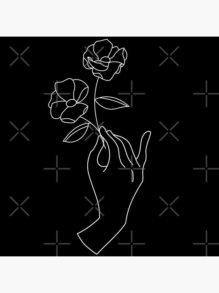 Hand Holding Flowers Line Art Poster For Sale By Coolestcool Redbubble