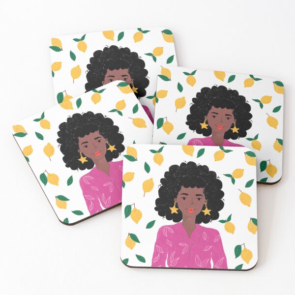 Item preview, An afro girl among lemons designed and sold by IlustraDeni.